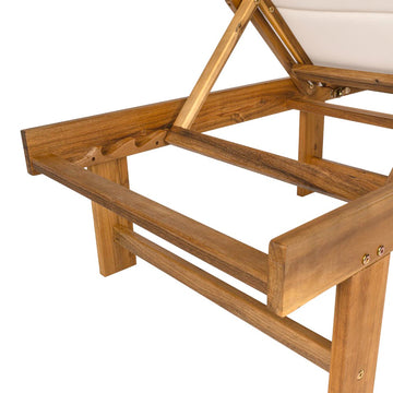 Lagunan 77.17"x26.38" Modern Minimalist Foldable Adjustable Wood Chaise Outdoor Lounge Chair
